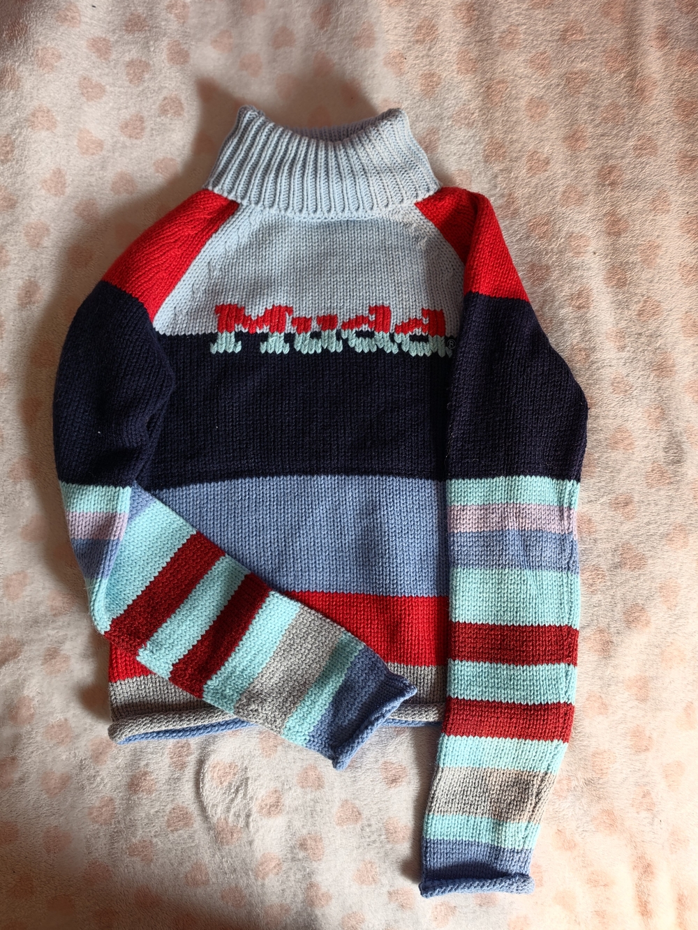 Striped Multicolor Knit Turtleneck Sweater Vintage